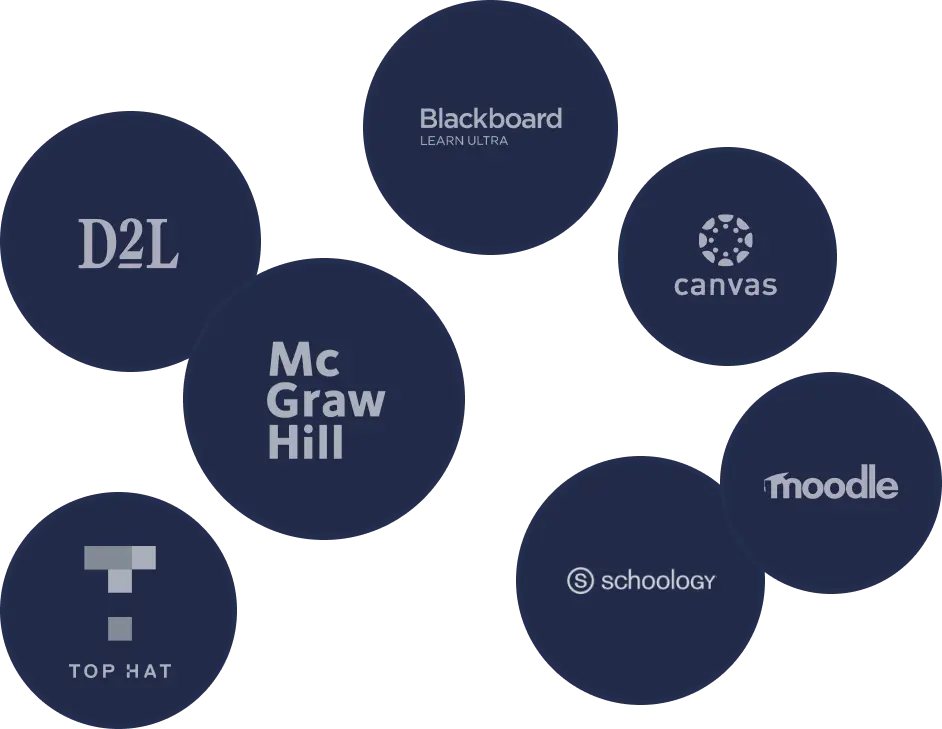 logos of all the fully integrated learning platforms with college tools for the phone